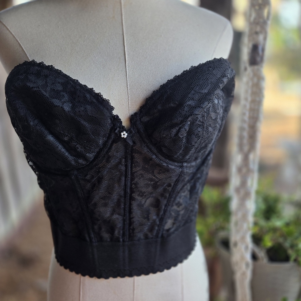 Black Long Line Open Back Strapless Bra Size 38C